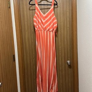 Orange and White Maxi Dress